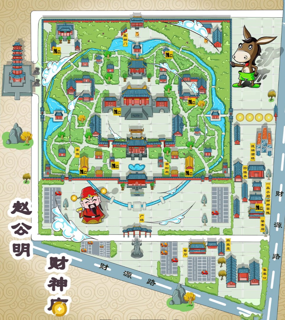 汉南寺庙类手绘地图